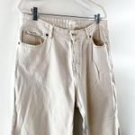 H&M High Rise Cotton Button Fly Straight Leg Jeans Cream Bone 14 Photo 4