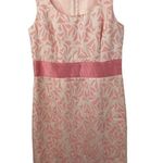 Ann Taylor New Petites Sheath Dress Womens 6P Pink Sleeveless Print Bow Career Photo 1