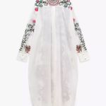 ZARA  Peacock Embroidered Button Up Shirt Dress Tunic Photo 11