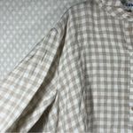 Cawley Tan White Gingham Long Sleeve Linen Oversized Top Size M Photo 2