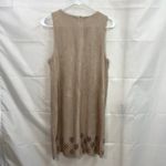 Alya Anthropologie women's tan faux suede cutout floral sleeveless stretch dress Photo 6