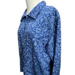 Fresh Produce Shirt Jacket L Blue Abstract 3/4 Button Up Coastal Casual Layering Photo 2