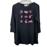 Quacker Factory NWT Americana Flag Patriotic 3/4 Sleeve Boatneck Top Size SMALL Photo 1