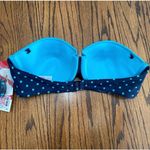 Spanx  Bikini Top‎ Womens 10 Navy Splash Polka Dot 2696 Retro Balconette Bra NWT Photo 9