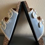 None Blue and Cream Birk Style Sandals Size 7.5 Photo 3