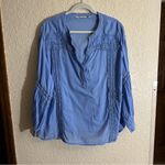 Soft Surroundings Trianon Blouse Women 2X Crochet Lace Dusty Blue Boho Hippie Photo 13