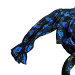 Nicholas Lola Floral Long Sleeve Blouse Shirt Top Silk Tie Front Size Large Black Photo 9