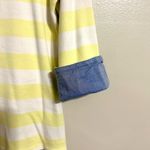 Nautica Yellow/White Striped Top w/ Cuffed Blue Sleeves Photo 1