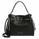 Badgley Mischka  Drawstring Bucket Tote Shoulder Bag Black Snake Print NWT Photo 0