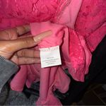 Angel Biba Rossi Hot Pink Off-Shoulder Ruffle Lace Midi Dress Photo 11