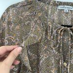 Wishlist  Apparel Boho Peasant Womens Top Sz M Olive Indie Paisley Sheer Ruffle Photo 2