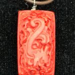 Red Carved Dragon Pendant Necklace Black Photo 1