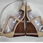 Michael Kors  Women's Ankle Strap Wedge Sandals Suede Cream Heels Size 9.5 Photo 4