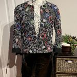 ZARA Vintage Rare 3D Floral Textured Embroidered Lace Open Multicolor Funky Indie Formal Cardigan Evening Crop Duster Tunic Photo 3