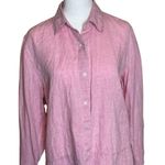 Saks 5th Avenue Saks Fifth Avenue Real Clothes 100% Linen Pink Button Up Women’s Shirt Size 8 Photo 1