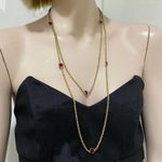 Ruby Vintage Garnet/ Bezel Chain 27.5” Long Necklace Photo 5