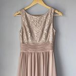 Jessica Howard  Lace Chiffon Midi Dress Beige Neutral Photo 2