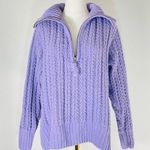 Aerie Chunky Cowl Neck Quarter Zip Long Sleeve Purple Sweater Size S Photo 0