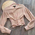 Bcbg Maxazria cream corset lace‎ up sweater Photo 0