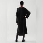 COS  Black V-Neck Draped Midi Dress XS/S Long Sleeve Elastic Waist Photo 1