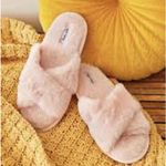 Splendid  Light Pink Fuzzy Cross Slide Slippers, NWT Photo 1