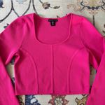 Sincerely Jules Hot Pink Long Sleeve Corset Style Cropped Sweater Top XL Size L Photo 1