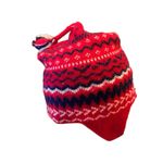 Vintage Murray Merkley Handmade Wool Earflap Hat Red Fair Isle Pom Pom Photo 3