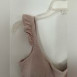 Bar III  tan 82% cotton terry ruffle sleeve crop top size small Photo 6