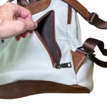 Convertible Backpack Shoulder Bag Satchel Purse White Brown Vegan Leather Photo 10