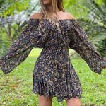 Forever 21  open back floral mini dress, sheer sleeves, lined, Small Photo 0