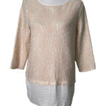 Chico's Mix Media Blouse Women Size 1 Medium Floral Lace Feminine Casual Top Photo 0