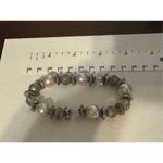 Women's Pink Silver Tone Pearly Rhinestone Beaded Bracelet Glam Western Feminine Silver Photo 4