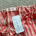 Rachel Kate  Cold Shoulder Blouse Geo Print Bell Sleeve Top Small Pink Cream NWT Photo 2