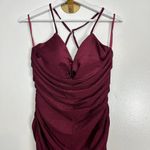 La Femme  Strappy Back Ruched Trumpet Gown in Dark Berry Size US 12 Photo 3