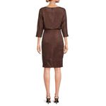J. McLaughlin  Tinley 3/4 Sleeve mocha brown faux suede Sheath Dress sz XS $248 Photo 1