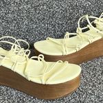 Jeffrey Campbell x Free People Platform Sandals Womens 8 Cream Lace Up Wedges Photo 1