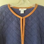 Vineyard Vines Sz XL Blue Quilted Jacket Brown Leather Trimmed Pockets Photo 2