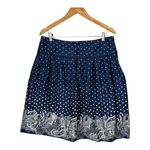 Sharagano Skirt Blue White Polka Dot Paisley Print Pleated A-Line Size 14 Photo 1