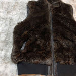 Tart Collections Faux Fur Vest with Leather Trim Chocolate Brown Women’s Small Photo 3
