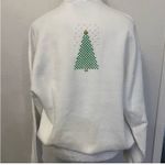 Jerzees Vintage White Christmas Bunny holiday cross stitch unisex sweatshirt L Photo 4