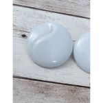 Vintage Clip On Earrings Light Blue Circle with Design 1 & 1/8" Retro Photo 2