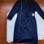 ⭐️ Navy Blue Crewneck Gold Lock 1/2 Sleeve Dress 8P Photo 3