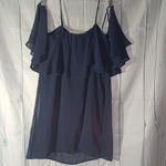 City Triangles blue sheer cold shoulder Dress Photo 6