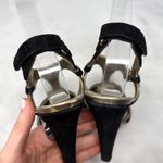 Valentino Garavani  Vintage Suede T Strap Side Cut Out Sandal Heel Black Y2K 37.5 Photo 6