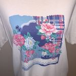 Jantzen  Classics vintage white floral embellished sleeves short sleeve shirt Photo 1