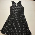 Mudd  Juniors Suede Fit & Flare Dress Stretch Black White Geometric Keyhole Sz XS Photo 6