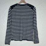 J. McLaughlin Women's Leeward Gray Striped Leather Patch Sweater Size Medium Photo 7