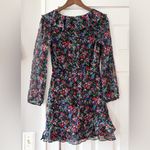 SALONI Silk Georgette Elegant Black Floral Dress Size 6 NWT Red Photo 3