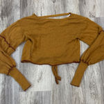 Free People  Mustard Yellow Fuzzy Cropped Open Back Sweater XS Photo 0