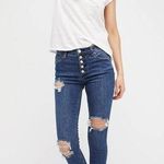 Free People  Reagan Distressed Button Fly Skinny Jeans 24 Photo 0